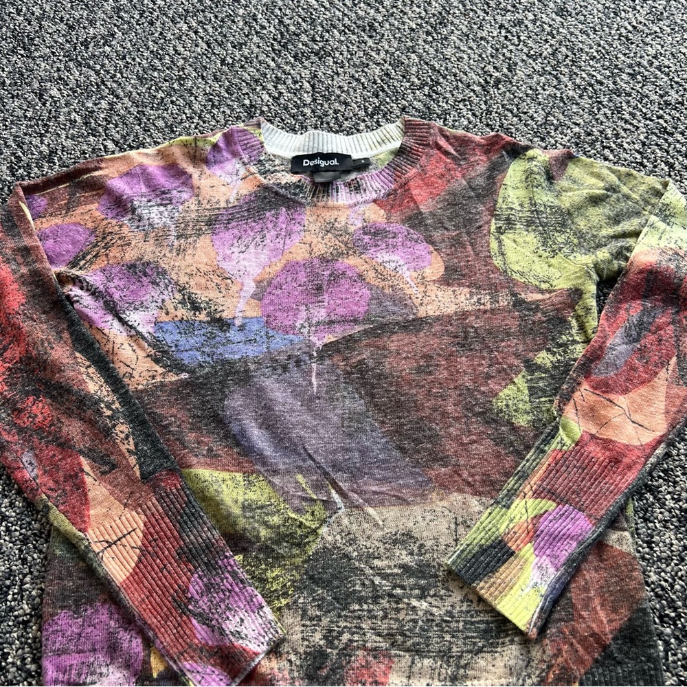 Desigual Camo Petals Colorful Abstract Women's Sweater - Picture 4 of 7